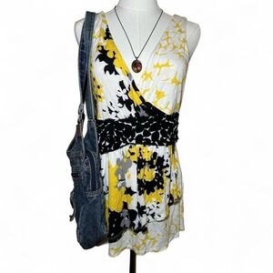 Y2K Preppy Babydoll Yellow Floral Top
